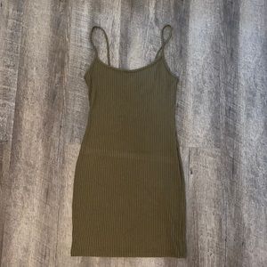 green ribbed bodycon dress